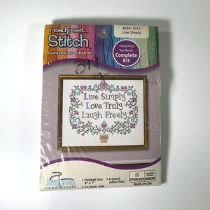 Janlynn Cross Stitch Kit Live Simply Love Truly Laugh Freely 8x7" NEW SEALED